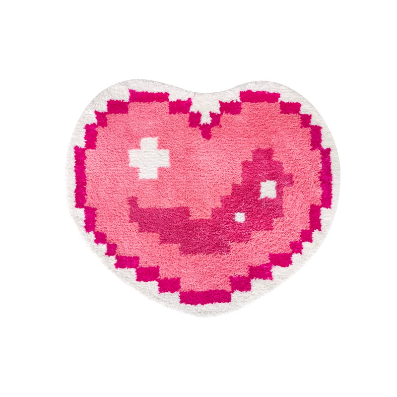 Pink Pixel Heart Soft Mat Rugs Carpets Bedroom Decor