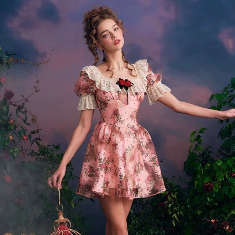 Rose Reverie Puff Dress