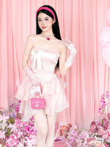 Sugar Blush Ribbon Dress + Pink Gloves Set