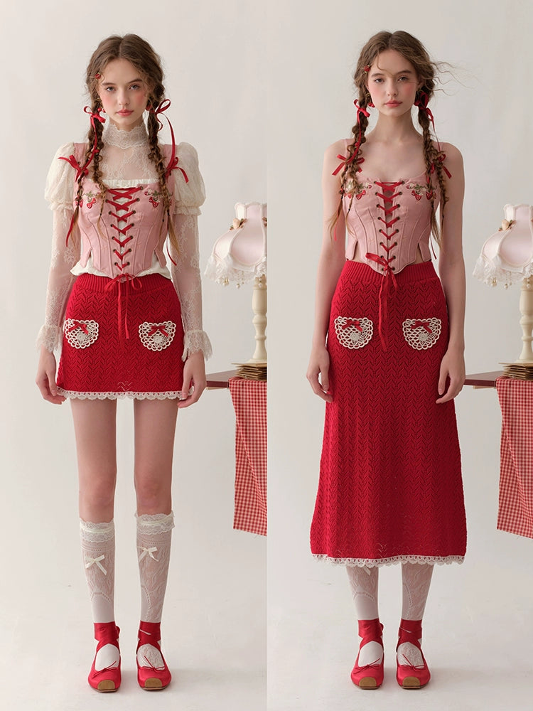 Strawberry Tale Lace-Up Corset