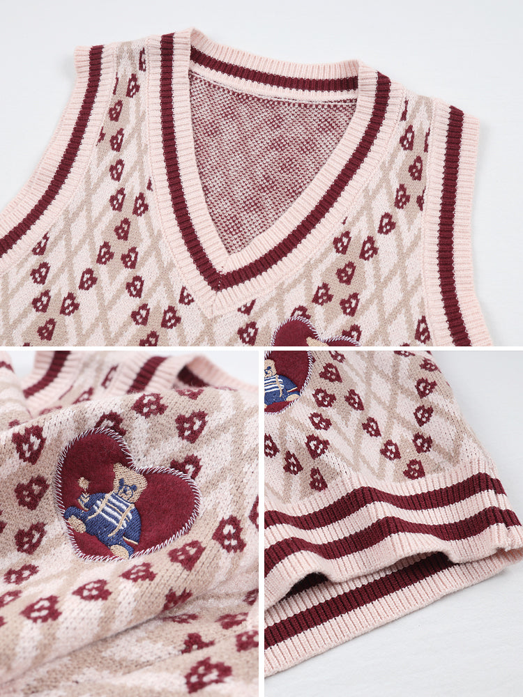 Girly School Love V-Neck Knit Vest