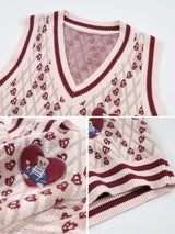 Girly School Love V-Neck Knit Vest