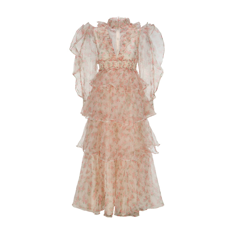 Garden Breeze Tiered Chiffon Dress