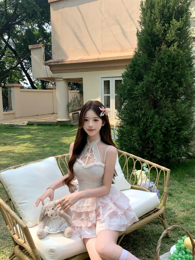 Celestial Bloom Halter Dress