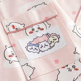 Pastel Pink Cartoon Summer Cotton Pajama