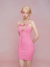 Sweet Barbie Rose Pink Chest Padded Dress