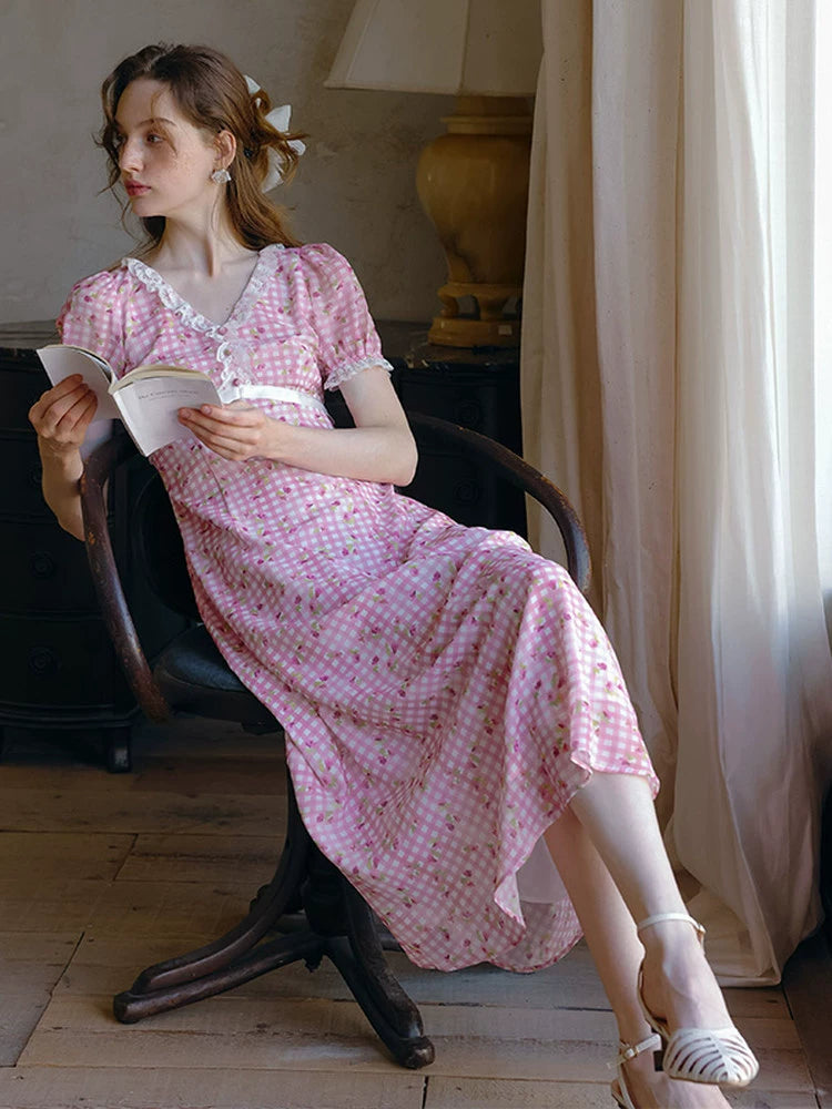 Cherry Blush Gingham Dress