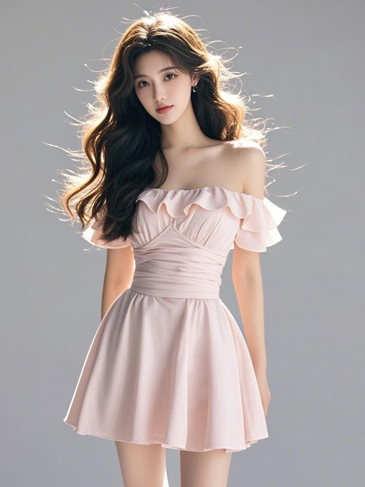 Romantic Off-shoulder Ruffle Mini Dress
