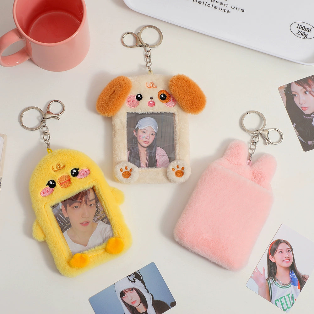 Cute Plush Animal Card Keychain Bag