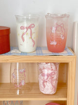 Pink Bow Water Juice Glass Cup