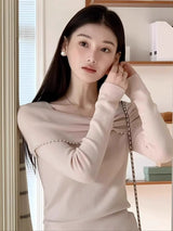 Pearl Bow Off-Shoulder Knit