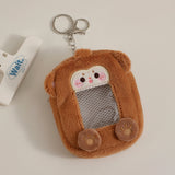 Cute Plush Animal Card Keychain Bag