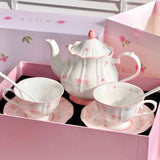 Cute Pink Rose Rabbit Ceramic Teapot Set