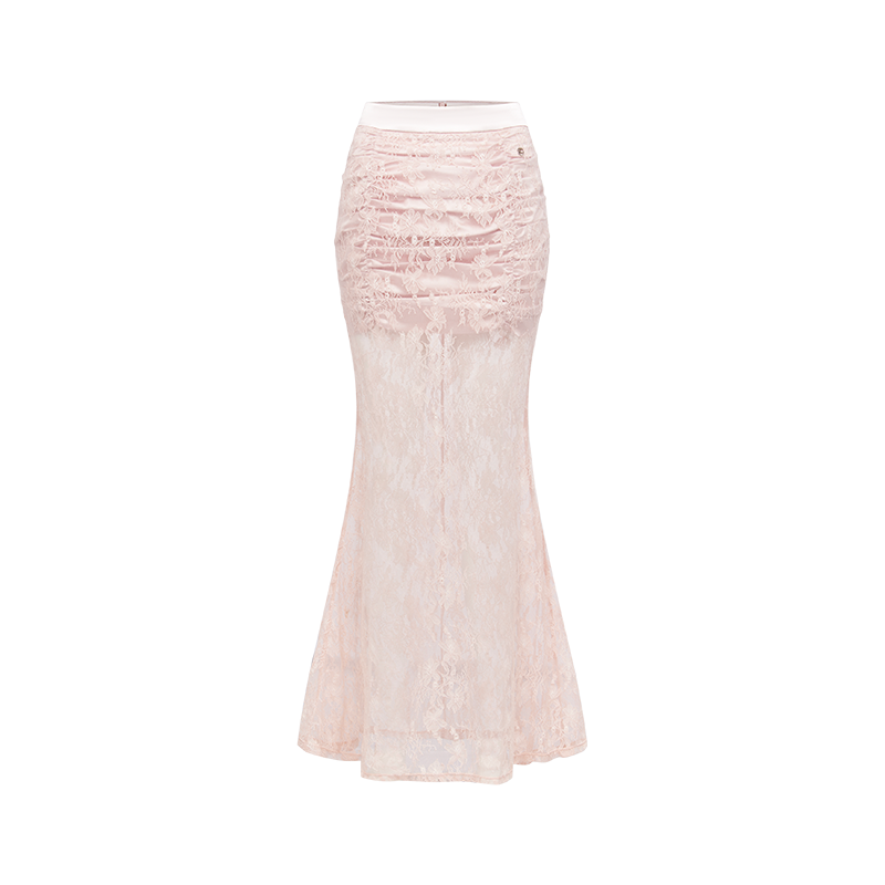 Sheer Luck Lefae lace satin panels with fishbone vibe suit skirt strap duo for summer