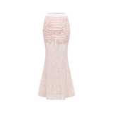 Sheer Luck Lefae lace satin panels with fishbone vibe suit skirt strap duo for summer