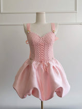 Pink Dot Bubble Bow Dress