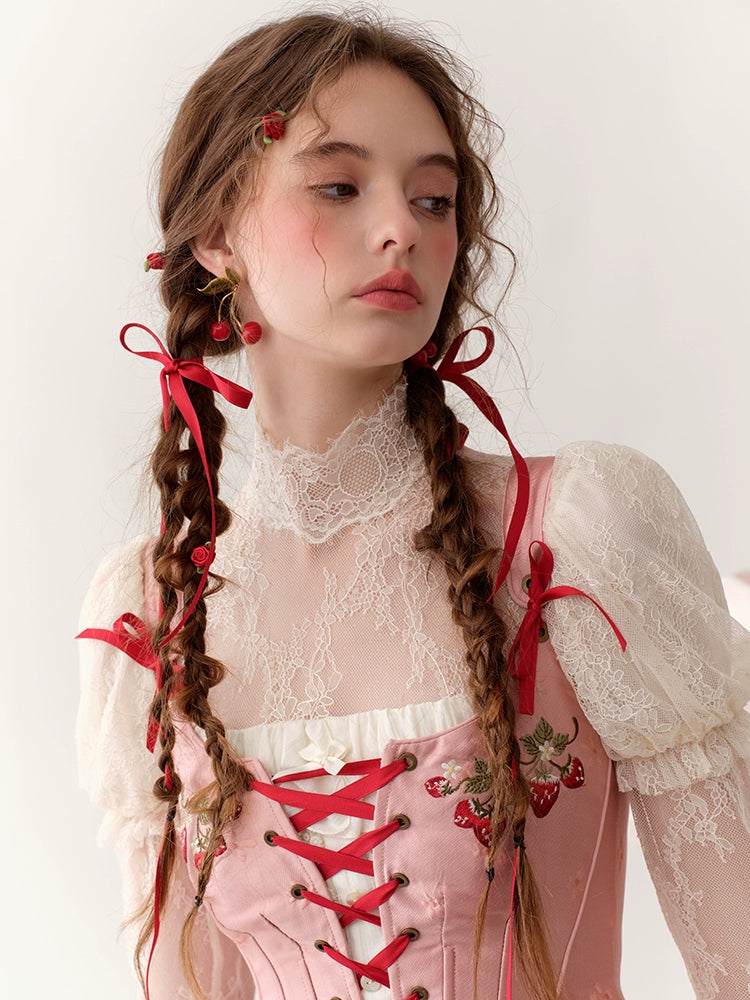 Strawberry Tale Lace-Up Corset