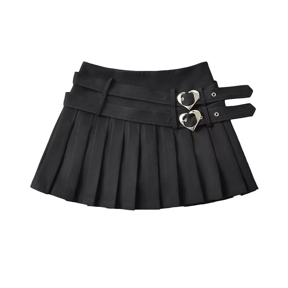 Double Belt Pure Girl Skirt