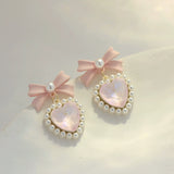 Coquette Sweet Love Bow Pearl Earrings