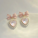 Coquette Sweet Love Bow Pearl Earrings