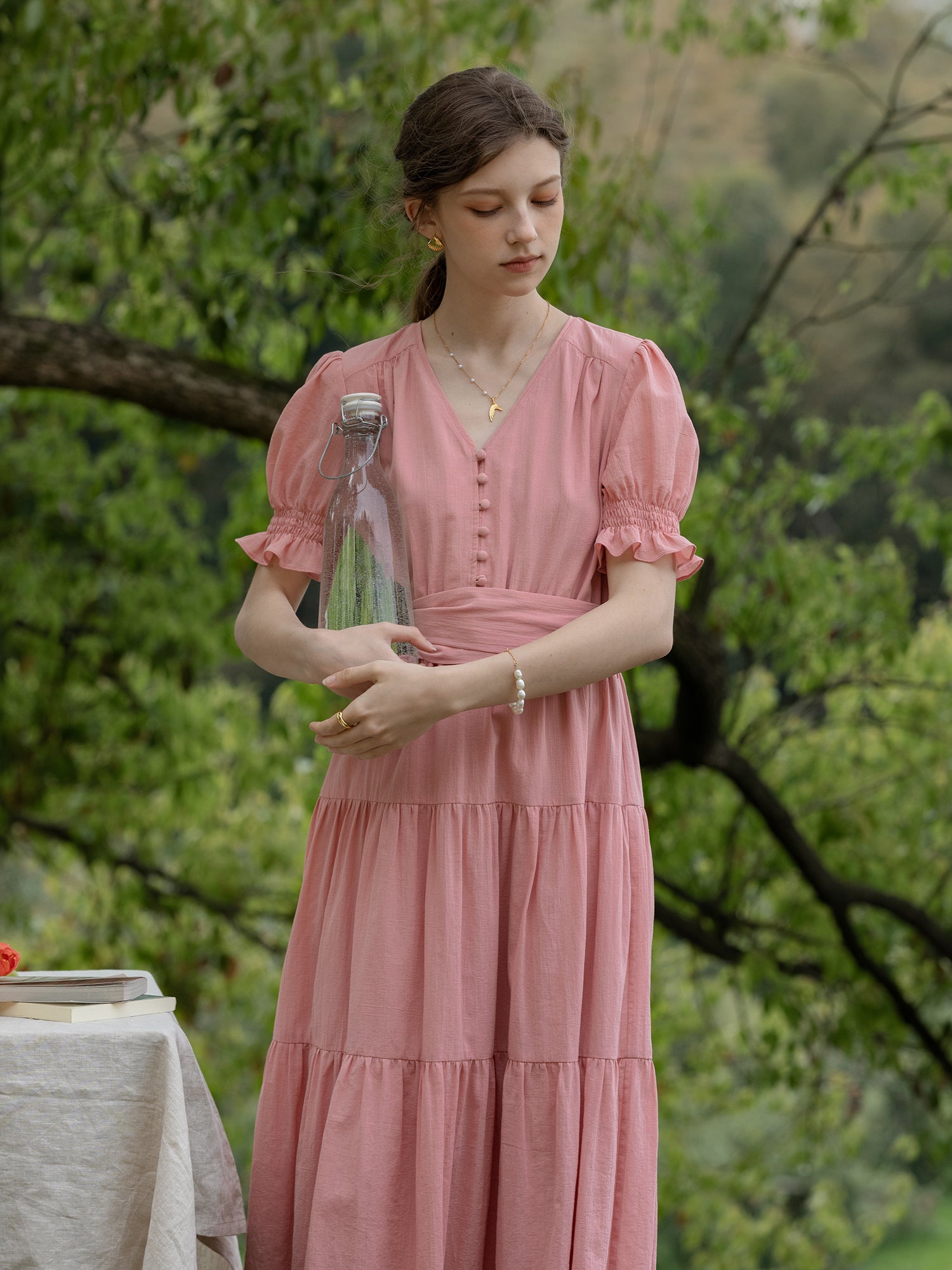 Wild Rose Tiered Cotton Dress