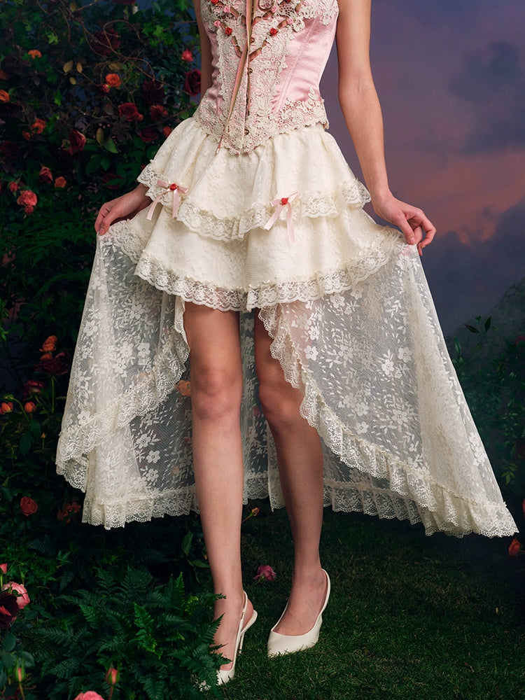 Whispering Roses Corset & Lace Cascade Skirt Set