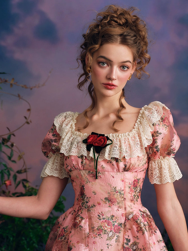 Rose Reverie Puff Dress