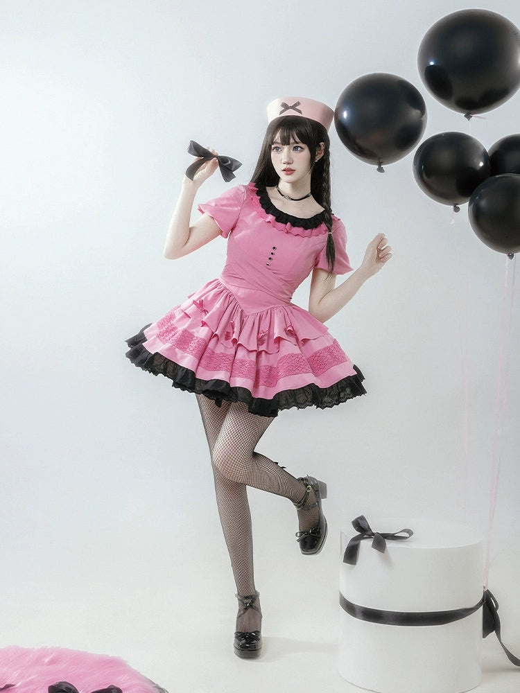 Sweet Black Pink Lolita Dress