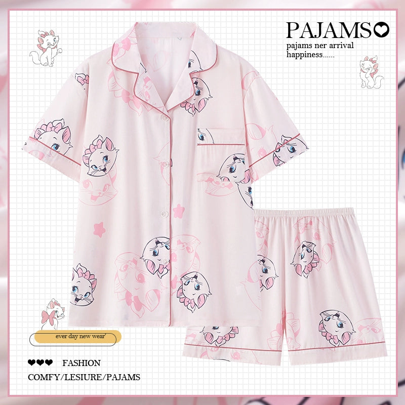 Mary Cat Summer Ice Silk Pajama