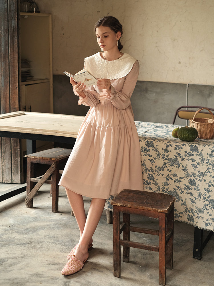 Victorian Embroidered Collar Dress