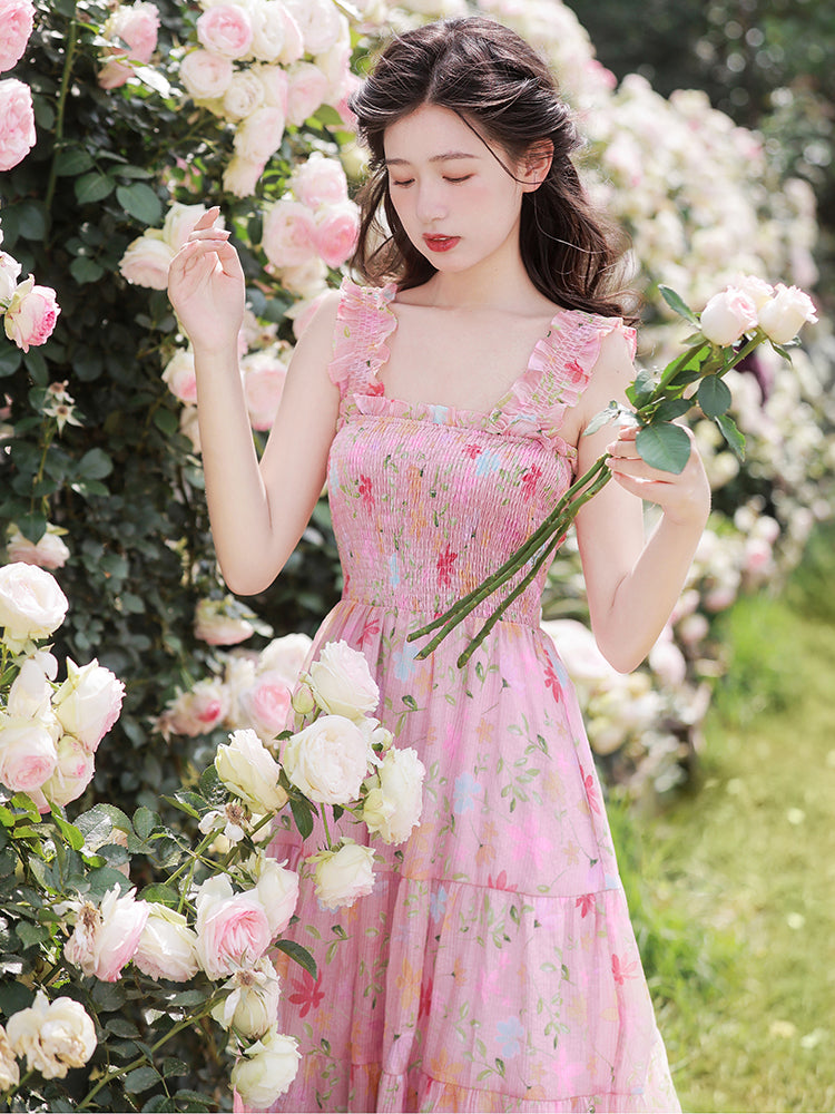 Sweet Rose Garden Tiered Midi Dress