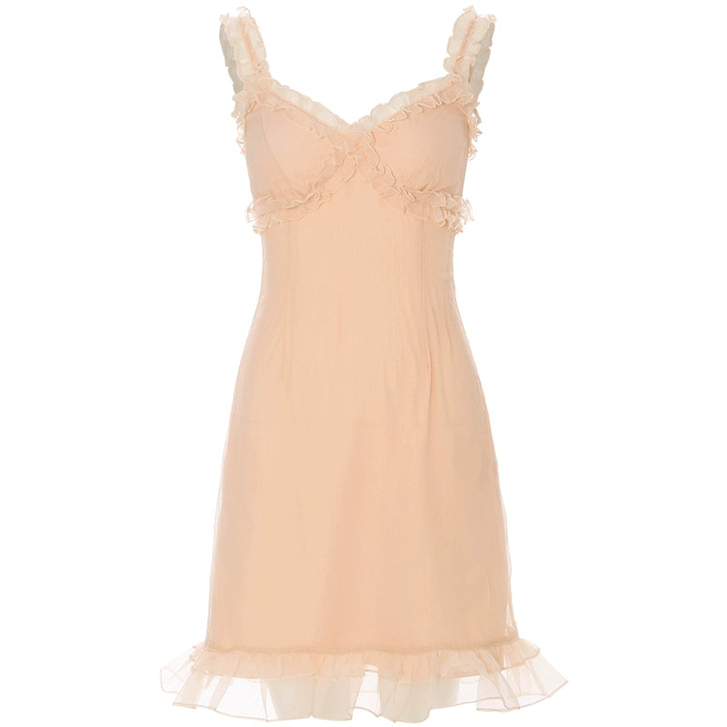 Peach Bloom Ruffle Dress