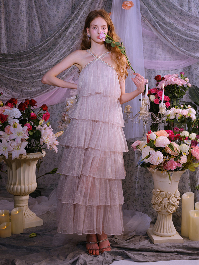 Romantic Moonlit Glow, Tiered Glitter Dress