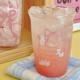 Pink Bow Water Juice Glass Cup