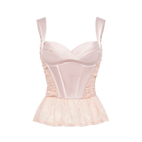 Sheer Luck Lefae lace satin panels with fishbone vibe suit skirt strap duo for summer