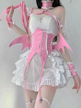 Japanese Little Wings Devil Lolita Maid Pink Black Red Set