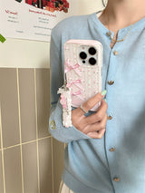 Kitty Pink Lace Love Chain Bow Coquette iPhone Case