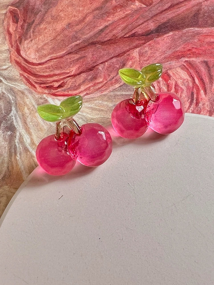 Cherry Crystal Earrings Earrings Ear Clips