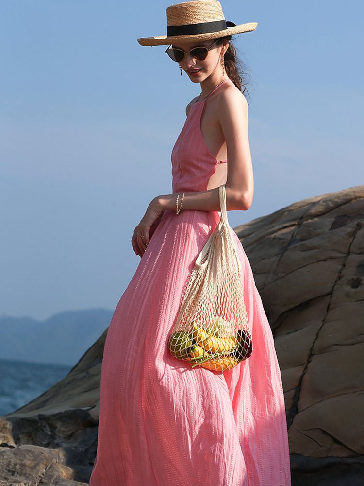 Seaside Serenade Halter Dress