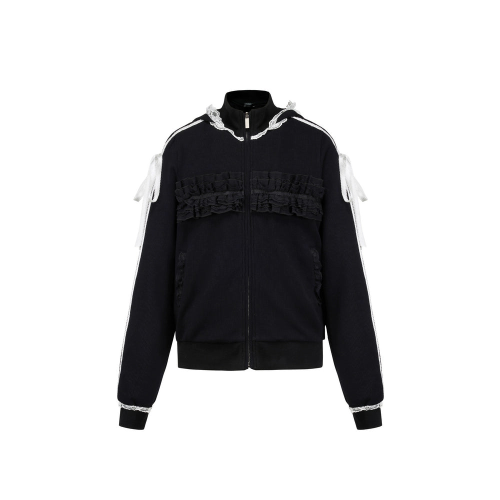 Frilly Lace Zip-Up Hoodie