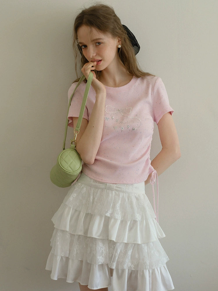 Blush Stardust Bow Tee