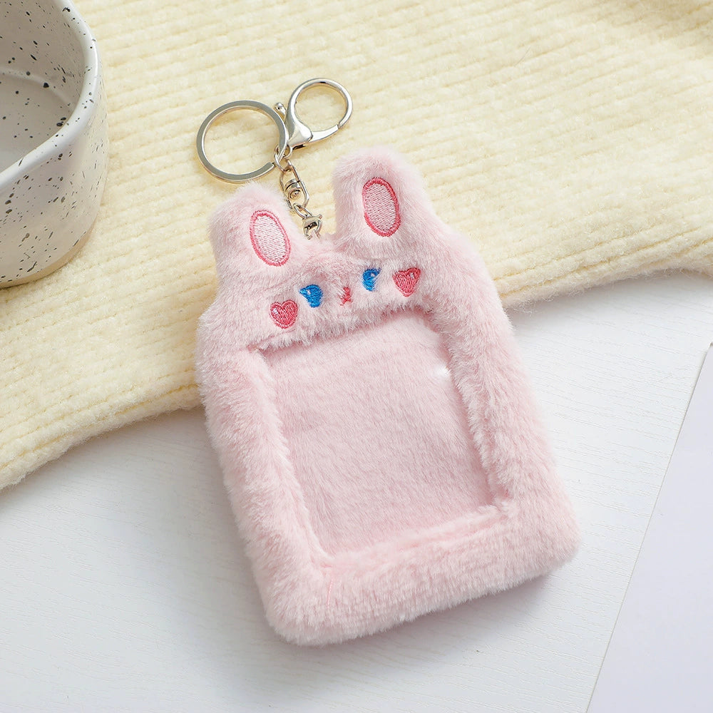 Cute Plush Animal Card Keychain Bag