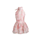 Blush Bloom Halter Mini Dress