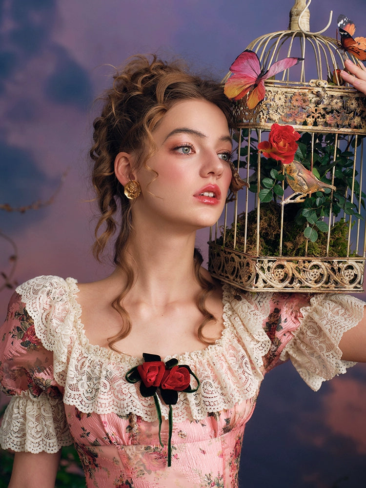 Rose Reverie Puff Dress