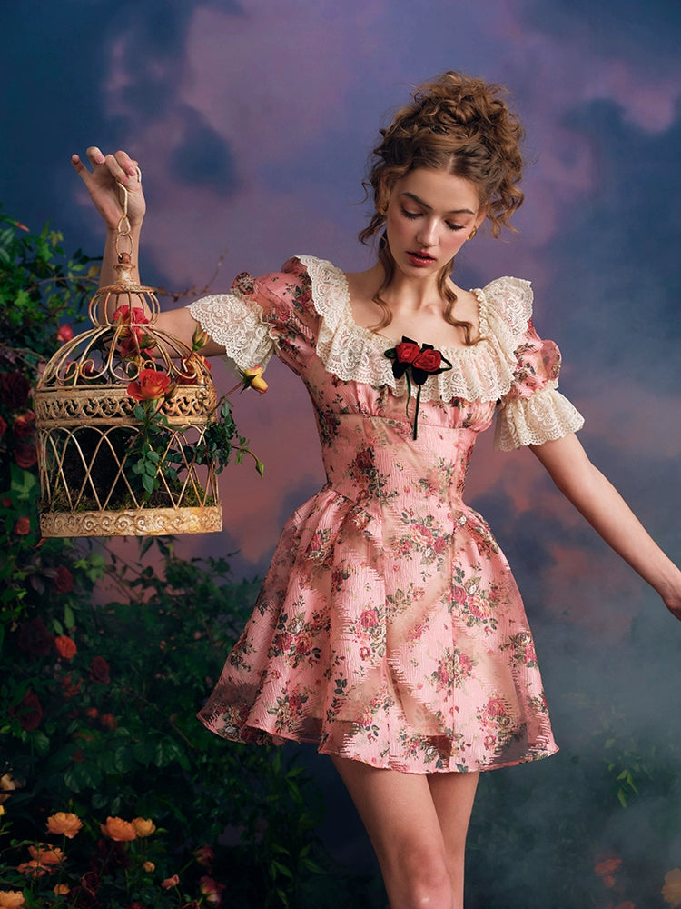 Rose Reverie Puff Dress