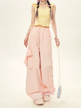 Summer Pink Yellow Bow Cargo Pants