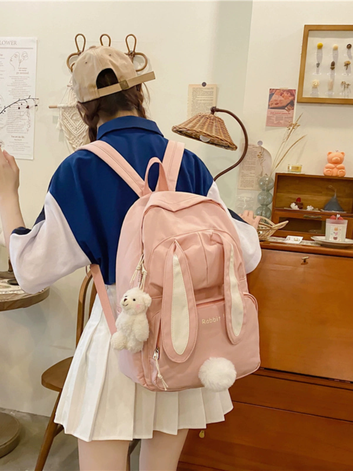 Cute Bunny School Big Backpack Bag