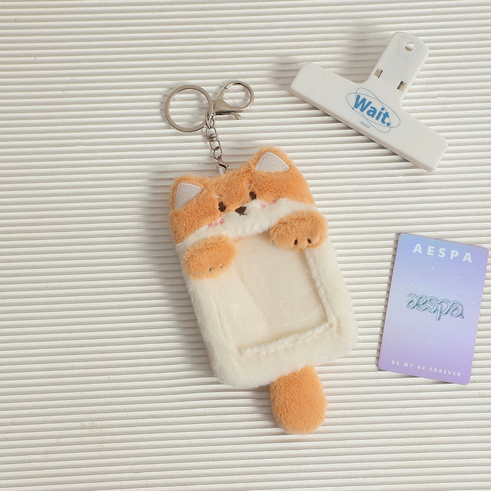 Cute Plush Animal Card Keychain Bag