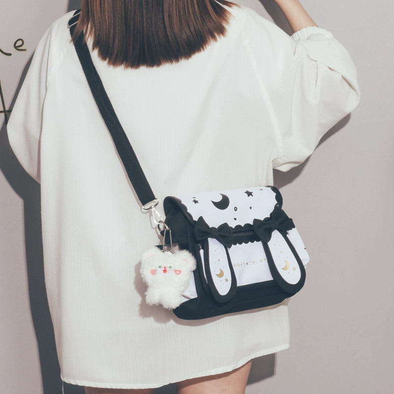 Cute Moon Star Canvas Messenger Bag