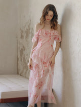 Draped Petal Waltz Dress